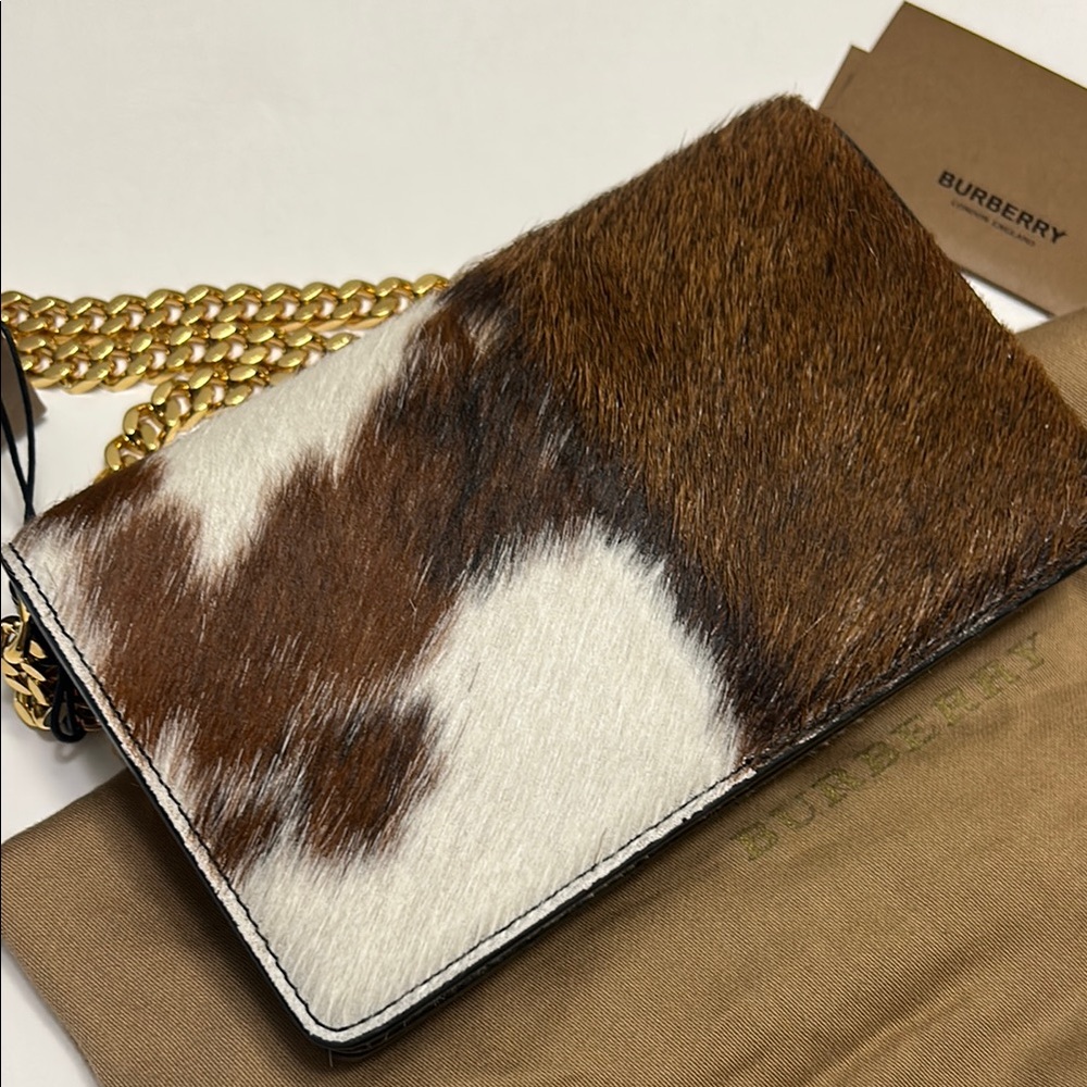 Burberry Mini Calf Hair and Leather Shoulder cross body bag brown cow print NWT - Picture 8 of 11